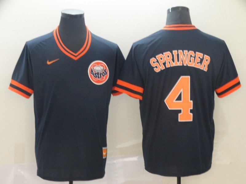 Men's Houston Astros George Springer #4 Navy Authentic Jersey